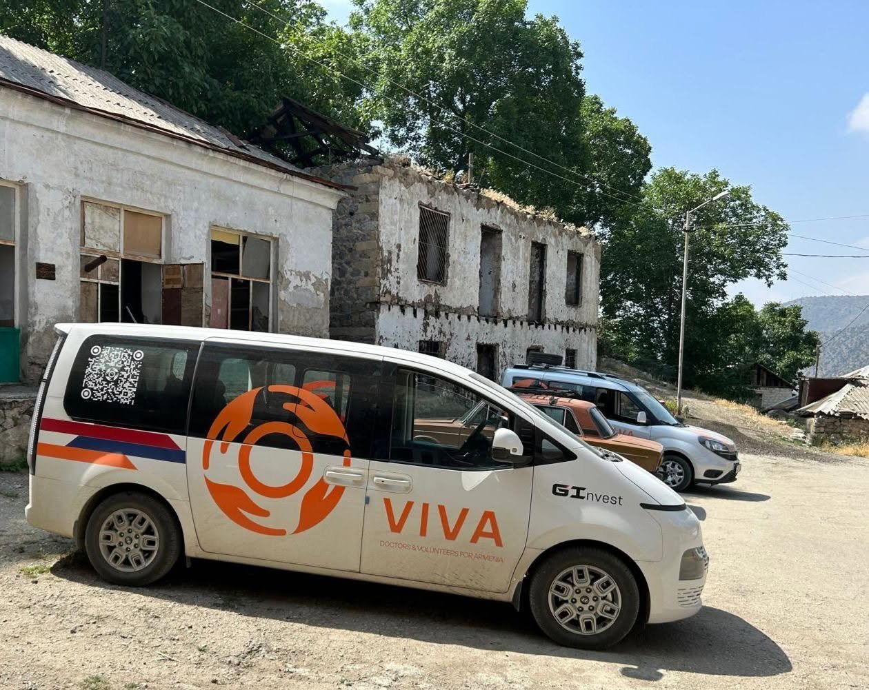 VIVA Foundation mobile outreach vehicle in a mountain community in Armenia