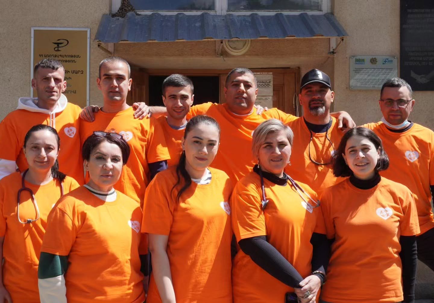 VIVA Foundation volunteer medical team in orange shirts in Armenia